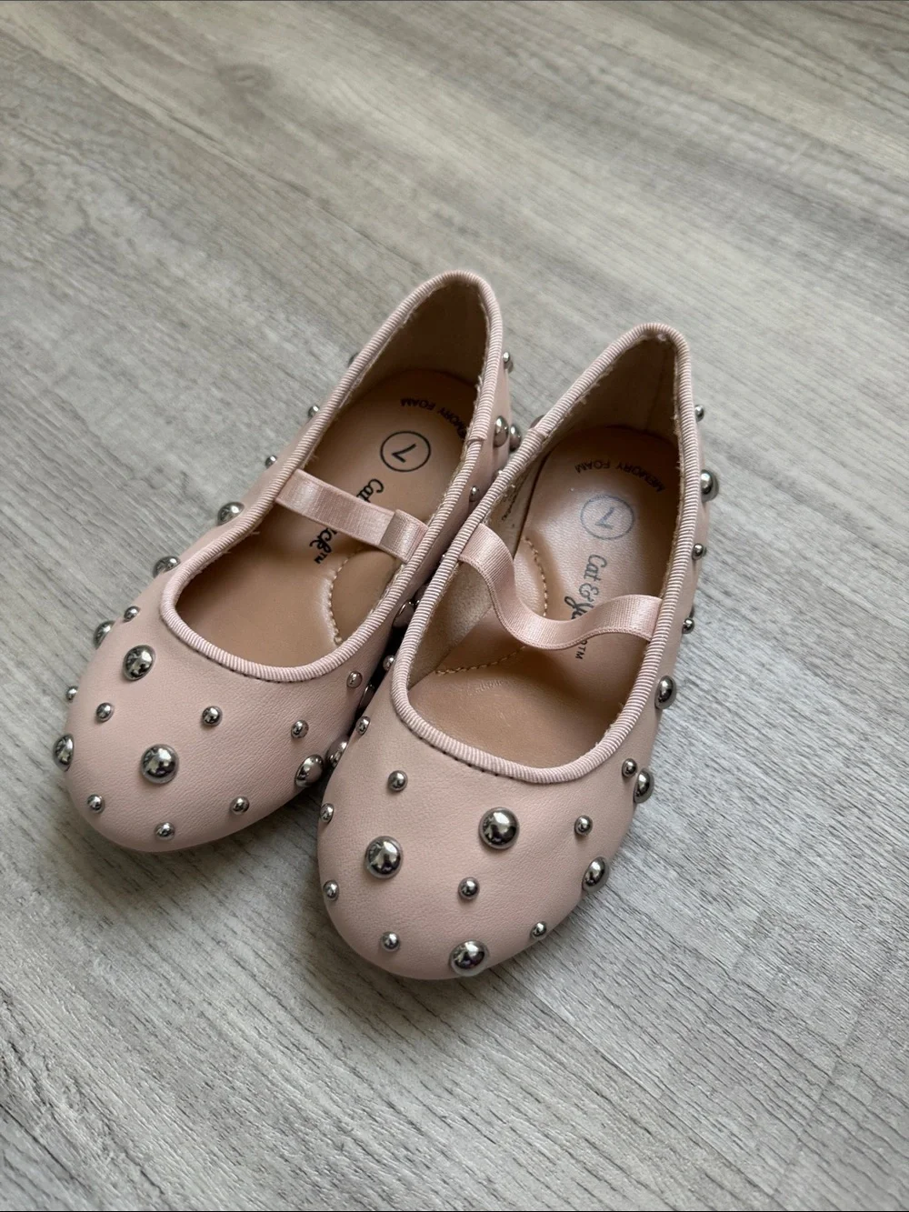 Toddler Girls Cat & Jack Blush Pink Stud Embellished Mary Jane Flats